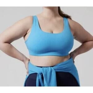 Athleta Exhale Printed Bra Santorini Blue Sz.3X‎ NWT $49 Powervita Soft